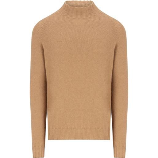 Tagliatore maglione a coste in cashmere a collo alto - marrone