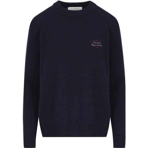 Giada Benincasa maglione in cashmere con ricamo logo - blu
