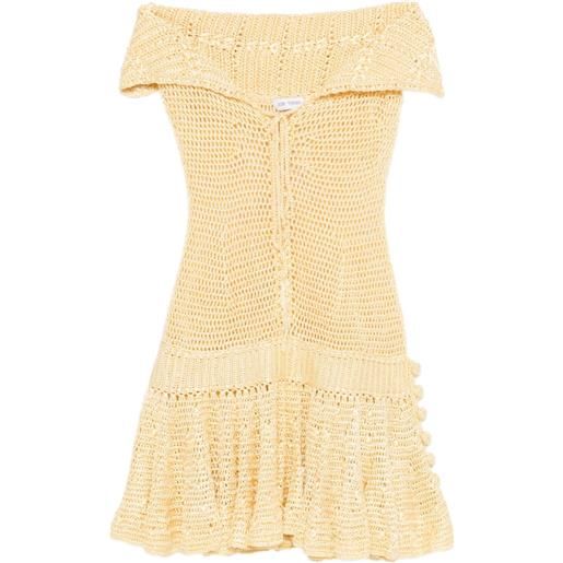 Judy Turner abito corto danae all'uncinetto con spalle scoperte - giallo