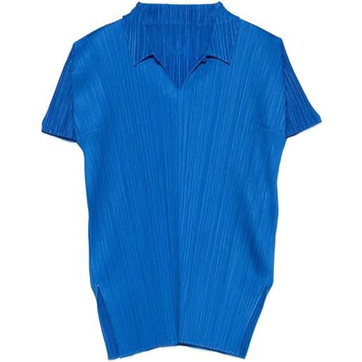 Pleats Please Issey Miyake top plissettato - blu