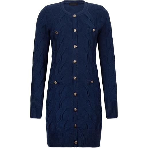 LIU JO abito in maglia intrecciata con bottoni - blu