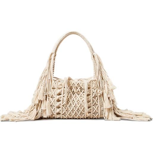 TWINSET borsa tote con frange - toni neutri