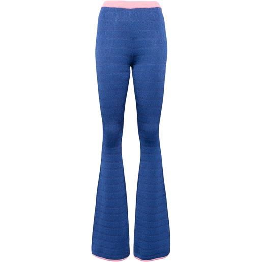 Bally pantaloni svasati con motivo jacquard - blu