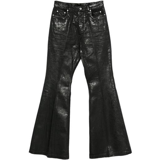 Rick Owens pantaloni svasati con effetto metallizzato - nero
