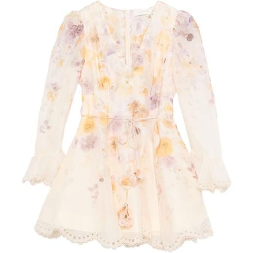 ZIMMERMANN abito corto con ricamo - toni neutri