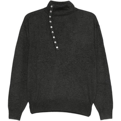 ISABEL MARANT maglione calsia a collo alto con borchie - grigio