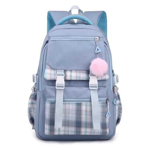 Generic zaino scolastico per le ragazze dei ragazzi boys schoolbag del liceo zaini per bambini a quadri primari borsa per la scuola elementare per ragazze adolescenti (blu)