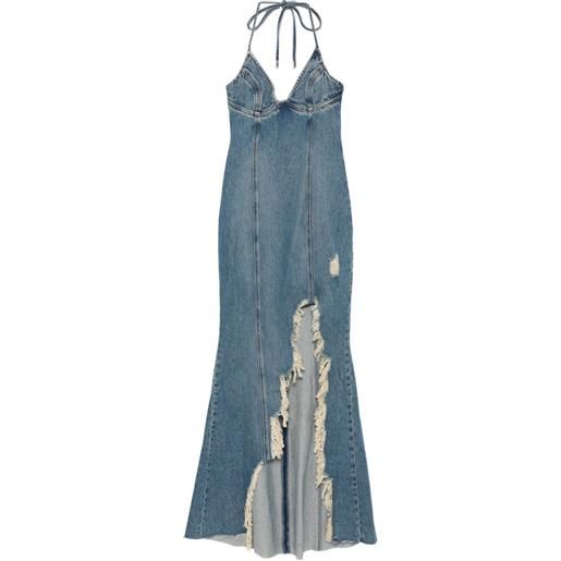 Blumarine abito denim con frange