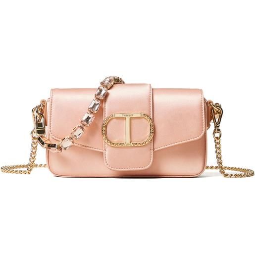 TWINSET borsa amie in raso con strass - rosa