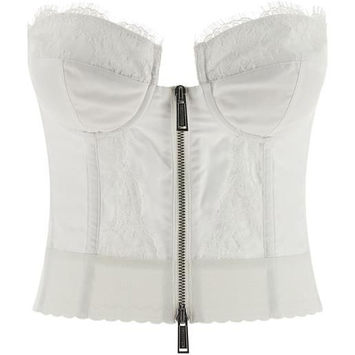 DSQUARED2 x vaquera corsetto con zip e pizzo - bianco