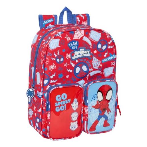 safta spidey rescue - zaino per bambini, adattabile al carrello, facile da pulire, ideale per bambini di diverse età, comodo e versatile, qualità e resistenza, 26 x 11 x 34 cm, rosso/blu, m, casual