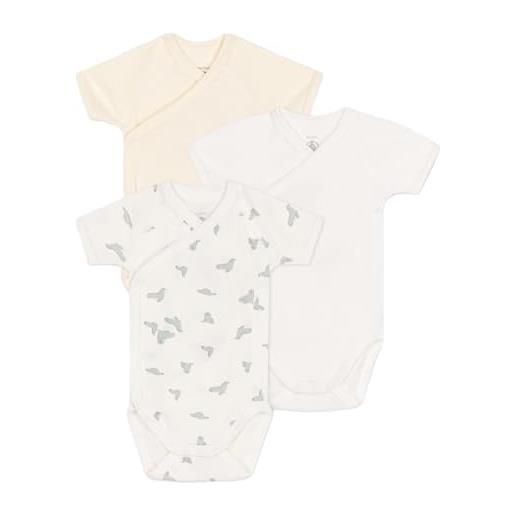 Petit Bateau a0cb9 body nascita a maniche corte, variante 1, 3 mesi (pacco da 3) unisex-bimbi
