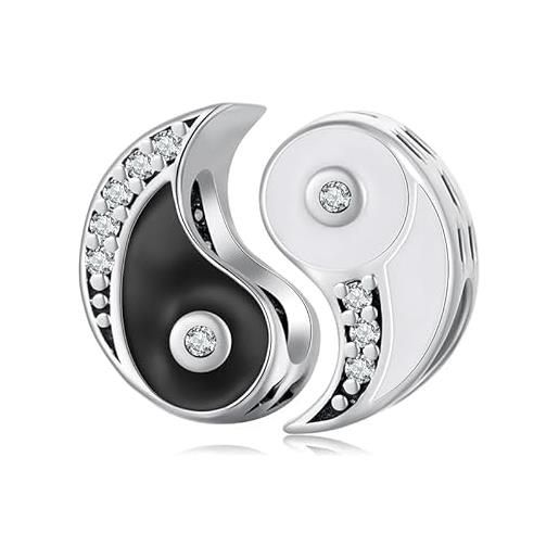LES FOLIES DI PAOLA GRIECO charm yin yang bene male bianco nero ciondolo pendente in argento 925 - les folies per pandora