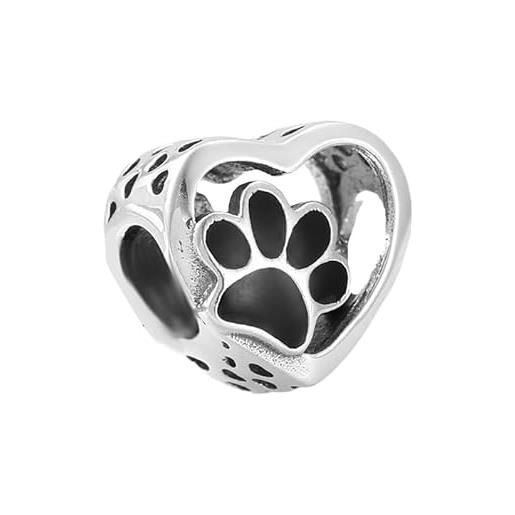 LES FOLIES DI PAOLA GRIECO charm zampa gatto cane animale amore cuore in argento 925 - les folies per pandora