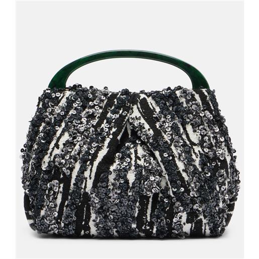 Dries Van Noten borsa in jacquard con paillettes