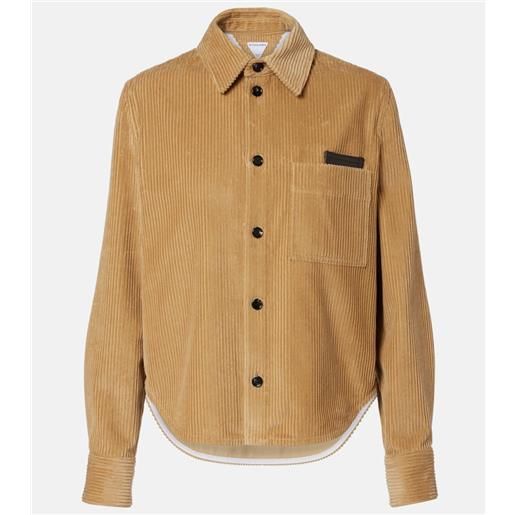 Bottega Veneta camicia in velluto a coste con pelle