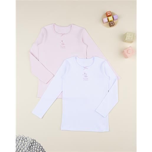 Prénatal pack 2 t-shirt intime bambina bianco/rosa