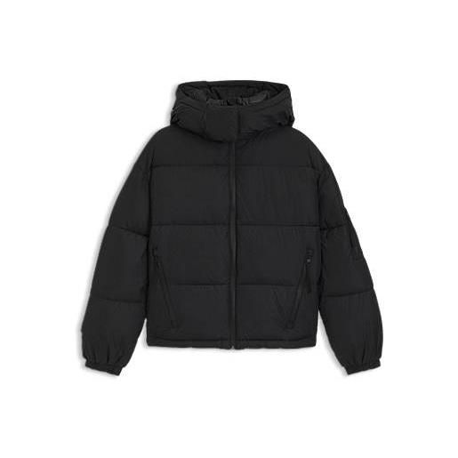 HUGO giubbotto imbottito idrorepellente con cappuccio rimovibile, nero