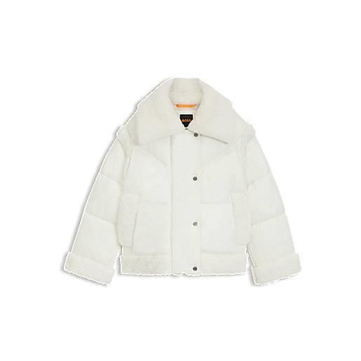 BOSS giubbotto idrorepellente con dettagli peluche, bianco