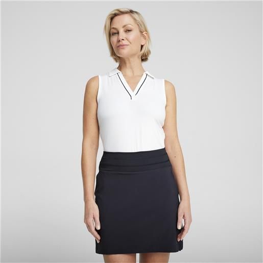 PUMA polo da golf smanicata cloudspun piped da donna, abbigliamento, bianco, xl