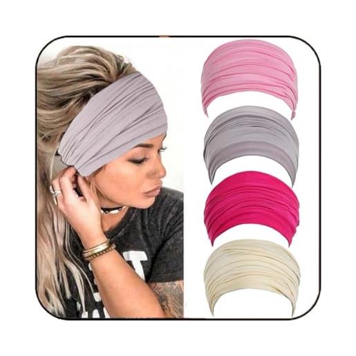 Reaky fascia larga per capelli, stile bohémien, con nodo, per yoga, elastica, accessori per capelli per donne e ragazze