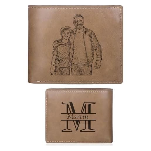 lorajewel portafoglio da uomo personalizzato con iniziali nome portafoglio in pelle con foto regali personalizzati per uomo festa del papà natale san valentino (style 6)