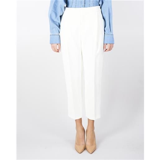 ELISABETTA FRANCHI pantaloni avorio in crêpe con pinces
