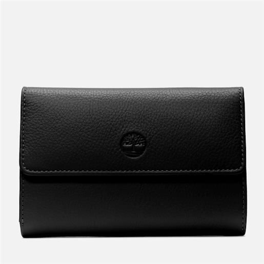 Timberland - portafoglio in pelle con patta a bottone automatico in colore nero, colore nero