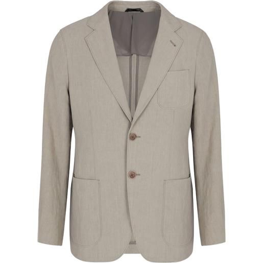 Giorgio Armani blazer monopetto in lino - grigio