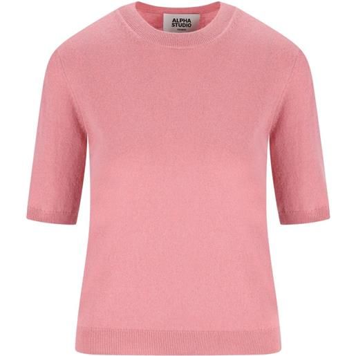ALPHA STUDIO polo in cashmere a maniche corte - rosa