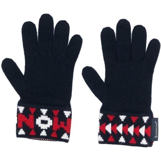 Moncler Enfant guanti con intarsio - blu
