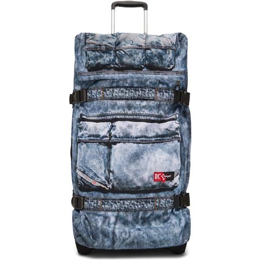 Diesel x eastpak trolley effetto denim con ruote - blu