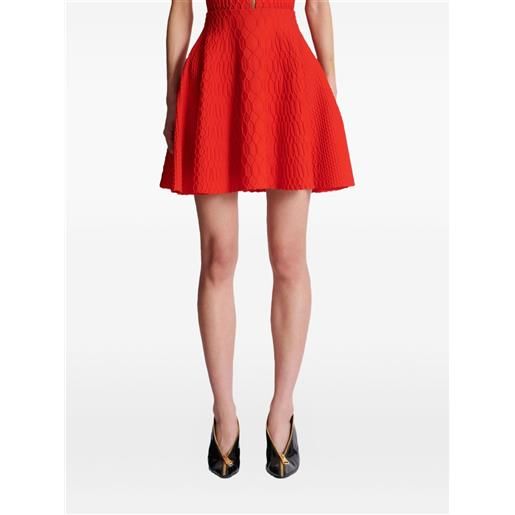 Balmain minigonna svasata in maglia - rosso