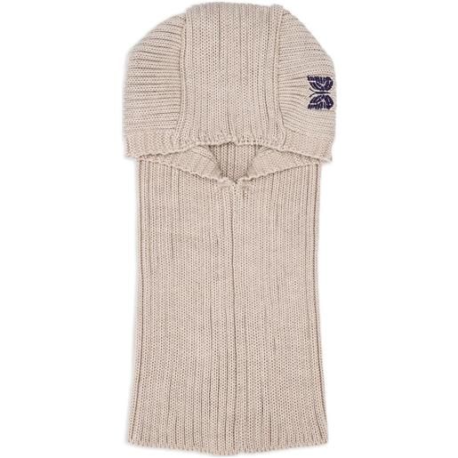 Needles passamontagna a coste con ricamo - toni neutri