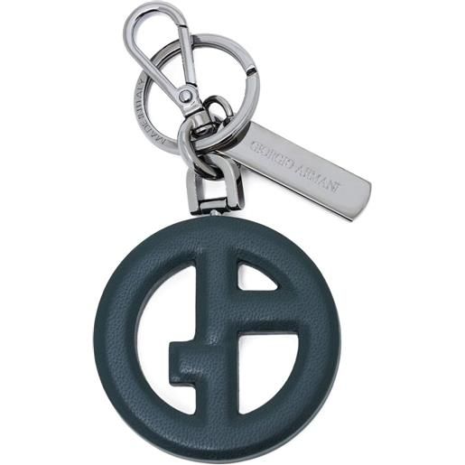 Giorgio Armani portachiavi in pelle con logo ga - verde