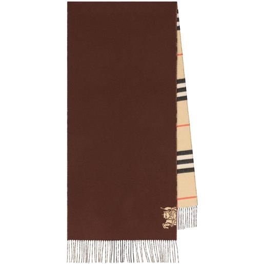 Burberry sciarpa a quadri con logo cavaliere - marrone