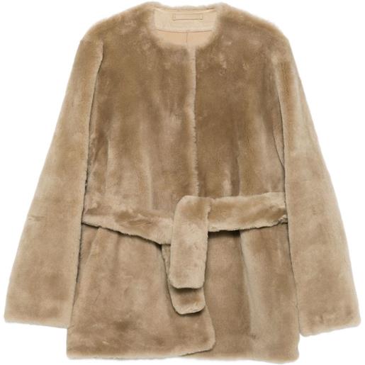 TOTEME giacca in shearling con cintura - toni neutri