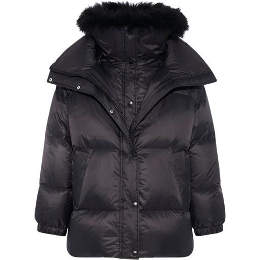 Yves Salomon piumino con rifinitura in lana di agnello - nero