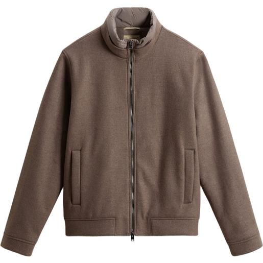 Woolrich bomber in lana a coste - marrone