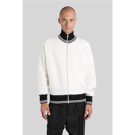 Jil Sander maglia hn ls zip up jkt in lana bianca