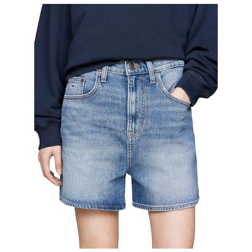 Tommy Jeans donna pantaloncini in jeans mom fit elasticizzati, blu (denim medium), 34w