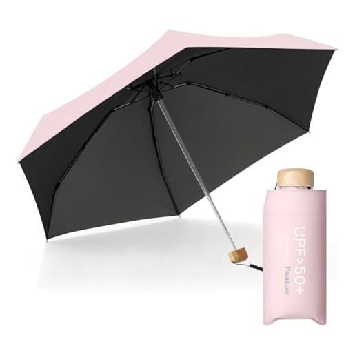 Le Monde du Parapluie ombrello pieghevole da donna a 5 strati, ultra leggero e compatto, da viaggio, tasca, antivento, protezione uv upf 50+, protezione uv e uv, colore: rosa
