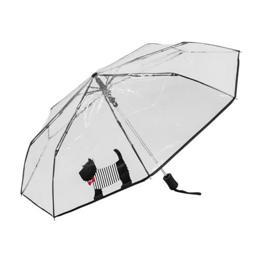Le Monde du Parapluie - ombrello pieghevole trasparente automatico - antivento - 8 stecche in fibra di vetro - solido - cane carino