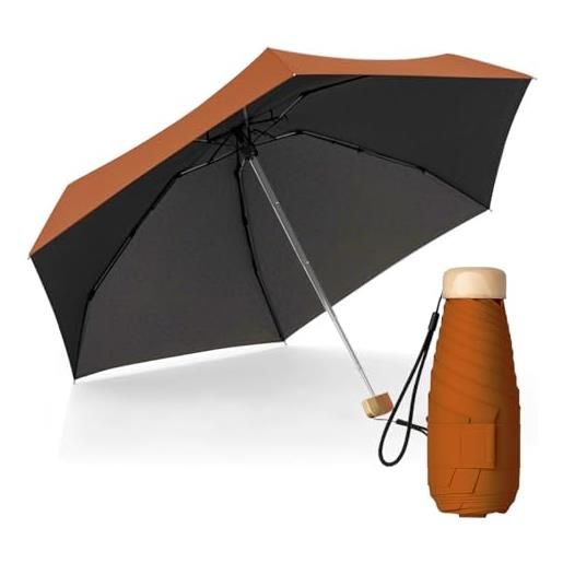 Le Monde du Parapluie ombrello pieghevole da donna a 5 strati, ultra leggero e compatto, da viaggio, tasca, antivento, protezione uv upf 50+, protezione uv uv e uv, salmone