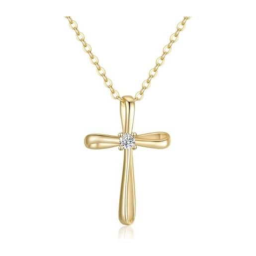 KUIYAI Collana Prima Comunione Con Sacchetto In Velluto - Gioiello Regalo Per Cresima E Donne, Rame Ipoallergenico