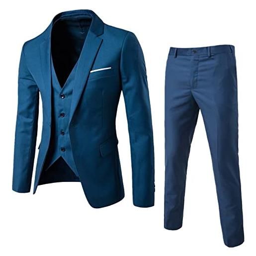 pvucpot abito da sposo uomo cerimonia invernale eleganti giacca + gilet + pantaloni da completo estivo casual damascato vestito lavoro tinta unita lino capispalla con tasca vintage sportivo smoking