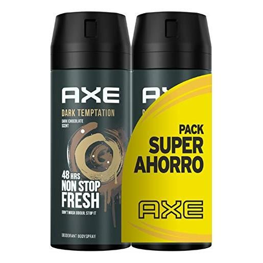 Axe - confezione risparmio deodorante bodyspray dark temptation 2 x 150 ml con tecnologia dual action