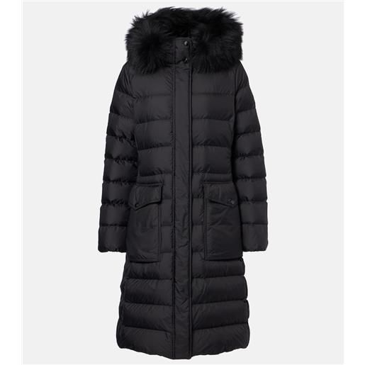 Moncler piumino con shearling e cappuccio