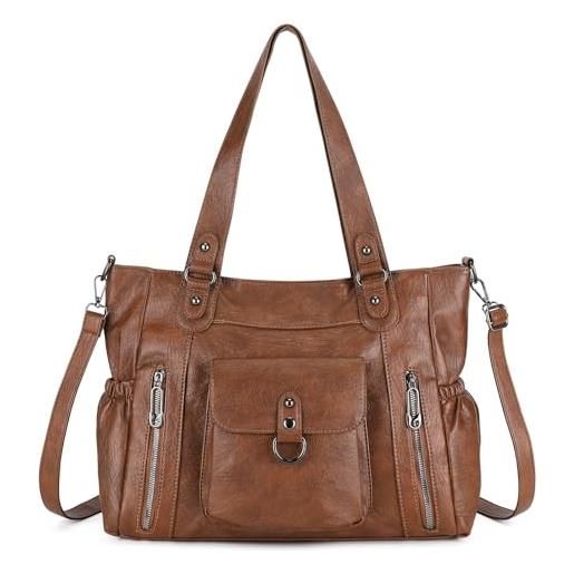 Borsa Tote Donna In Pelle PU - Grande Capacità, Tracolla, Per Università E Lavoro - Foto 5