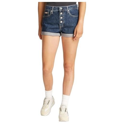 Calvin Klein donna pantaloncini in jeans mom short con chiusura a bottoni, blu (denim dark), 30w